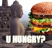 Meme mit Buddha und Big Mac