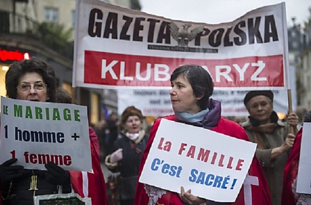 Demonstranten gegen die Homoehe in Frankreich