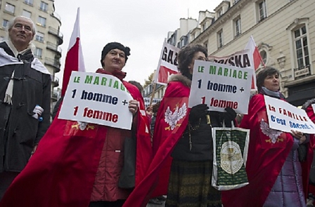 Demonstranten gegen die Homoehe in Frankreich