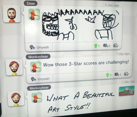 Ein Foto von User-Kommentaren im "Miiverse".