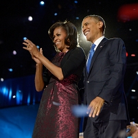 Barack Obama und Michelle Obama bei der Wiederwahl