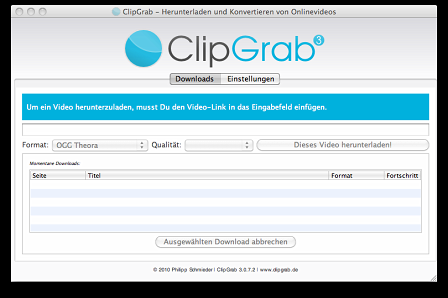 Screenschot von Clipgrab