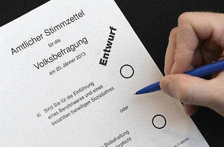  Illustration zum Thema "Volksbefragung über die Wehrpflicht": Die Stimmzettel für die Volksbefragung über die Wehrpflicht am 20. Jänner werden bereits gedruckt.