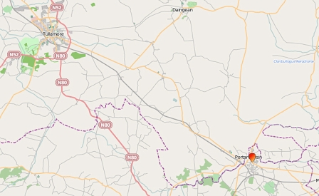 © openstreetmaps/opencliparts Irlandkarte mit Marker bei Potarlington