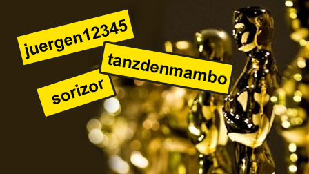 Die Gewinner der Oscar-Wette 2013: juergen12345, sorizor und tanzdenmambo