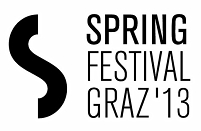 Ein schwarz/weißer Schriftzug: Springfestival Graz '13.