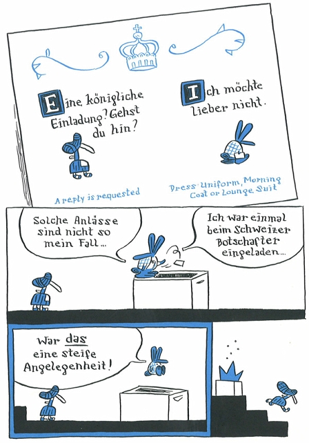 comic kaninchen bekommt einladung von königin