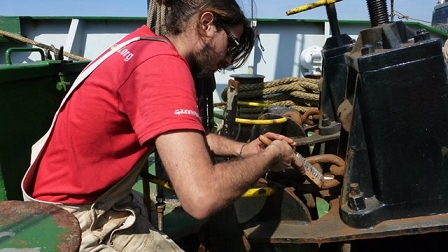 crew member on the Arctic Sunrise