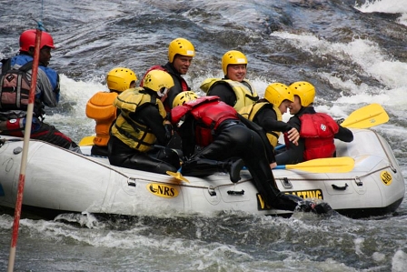 A fallen rafter is rescued