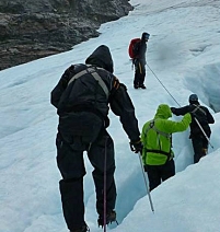 climbing on ice