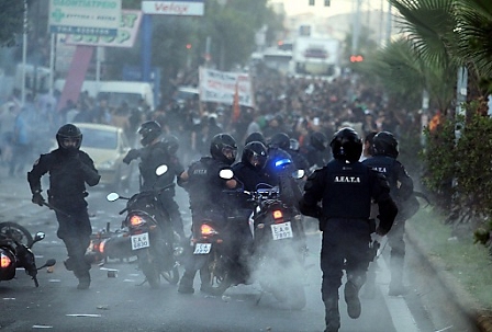 Violent protests broke out after Pavlos Fissas was stabbed to death in the Piraeus district of Athens