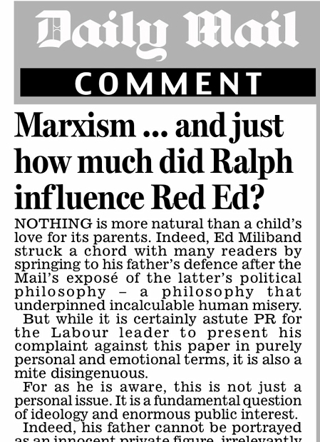 Mail: "Marxism... and just how much did Ralph influence Red Ed?"