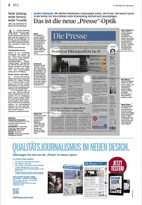 das neue layout von Die Presse