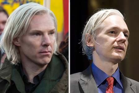 links: Benedict Cumberbatch als Julian Assange / rechts: Julian Assange