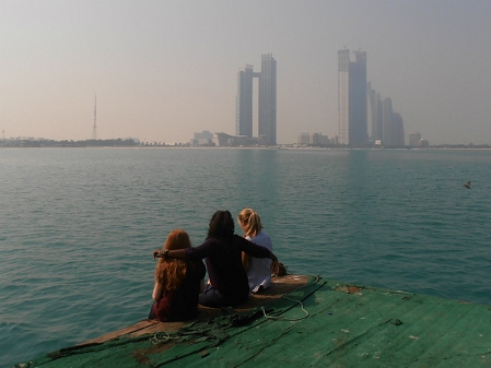 The girls take in the Abu Dhabi view. 