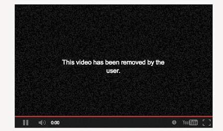 © Youtube Youtube-Player mit dem Hinweis, das ein Video entfernt wurde