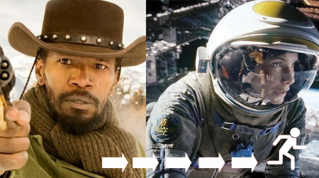 Jamie Foxx in "Django Unchained" Sandra Bullock in "Gravity"