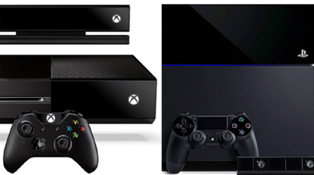 Eine Xbox One (links) und eine PlayStation 4 (rechts).