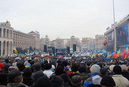 Demonstrierende amm Maidan in Kiew