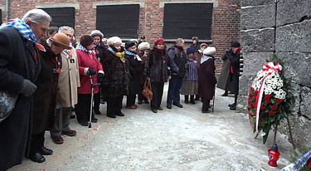 Former camp prisoners lay a wreath, Auschwitz, marking the 69th anniversary of the liberation of the German Nazi concentration and extermination camp, 27 January 2014