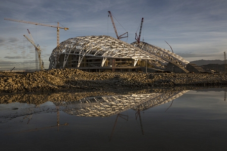 The Olympic Stadium under construction