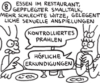 comic hasenpaar im restaurant