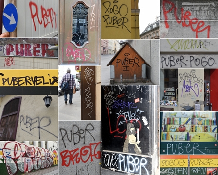 Graffiticollage des Graffiti "Puber"