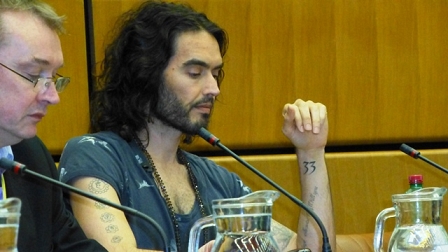 Russell Brand addresses a drugs conference