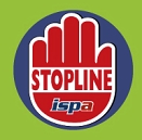 Logo von Stopline: Eine rote Hand auf grünem Hintergrund.