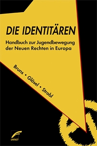 Buchcover von "Die Identitären": Logo der Identitären, von Pfeil durchbrochen