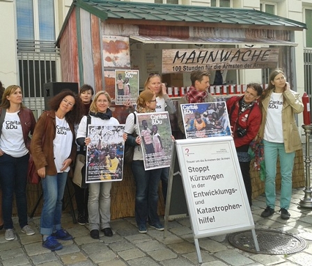 a protest in Vienna about development aid