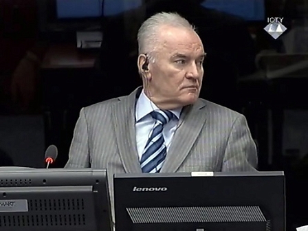 Former Bosnian Serb military commander Ratko Mladic in the court of the UN Tribunal for former Yugoslavia (ICTY), in The Hague