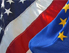 US-Flagge und EU-Flagge