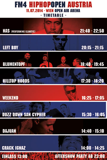 timetable hiphop open:
left boy ab 20.15
nas um 21.40