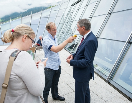 Chris Cummins interviews Alois Stöger at the  European Forum at Alpach