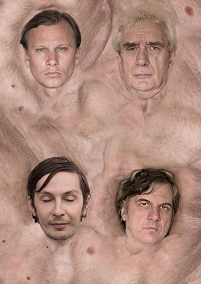 Thomas Ebermann, Kristof Schreuf, Andreas Spechtl und Robert Stadlober in einer Collage mit viel nackter Männerbrust