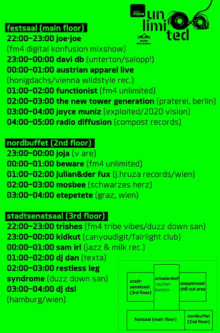 Timetable FM4 Unlimited im Wiener Rathaus 2014