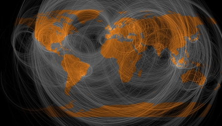 Weltkarte und Datenströme