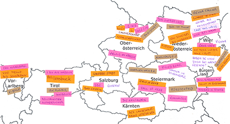 Österreich-Karte mit Songtiteln