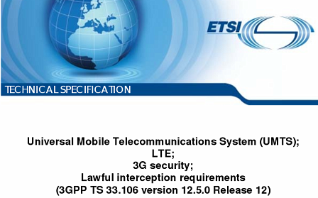 Titelblatt der ETSI-Standards zur Überwachung von LTE