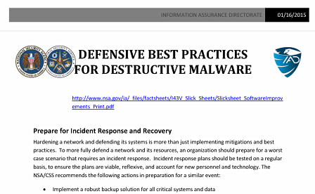 Ratgeber der NSA gegen Schadsoftware - Folienausriss