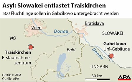 Lage des geplanten Ausnahmezentrums für Flüchtlinge in der Slowakei