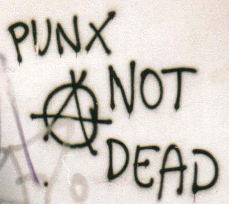 Graffiti Punx not dead By Shalom at pl.wikipedia [Public domain], from Wikimedia Commons