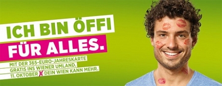 Wahlplakat "Ich bin Öffi für alles." von den Grünen