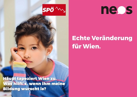 Kind auf NEOS-Wahlplakat