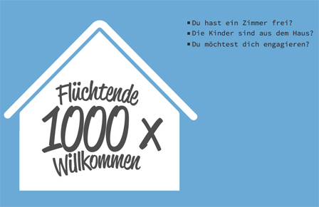 Grafik "Flüchtende 1000 x Willkommen"