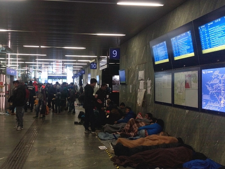 Flüchtlinge im Wiener Hauptbahnhof