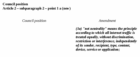 Amendment 19 zur Netzneutralität