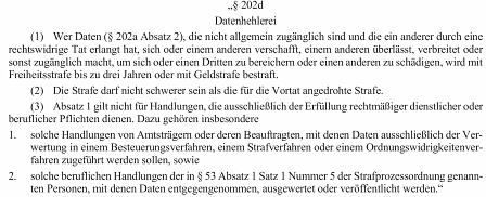 Das deutsche Gesetz zur Höchstspeicherfrist: Datenhehlerei