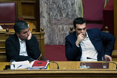 Der griechische Finanzminister Euclid Tsakalotos und Premier Alexis Tsipras 